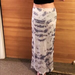 Y2K Slip Skirt Tie Dye Lace Maxi Silk Slip Dress Violet Purple White Vtg